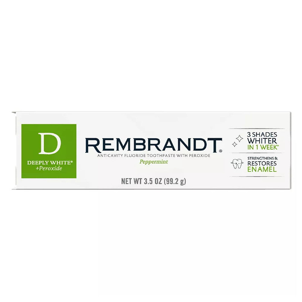 Rembrandt Anticavity Fluoride Toothpaste With Peroxide, Peppermint Flavor, 3.5 Oz
